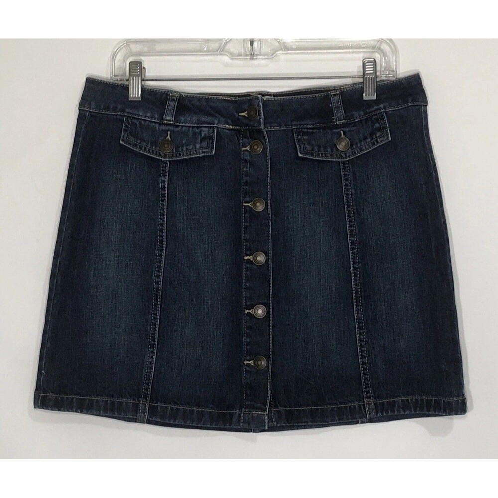 SO® Juniors Denim Dark Wash Jean  Mini Skirt Size 13/31W Buttons Cowgirl Rodeo